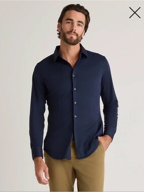 Pack of 2 Quince Navy Long-Sleeve Stretch Button-Down Shirt